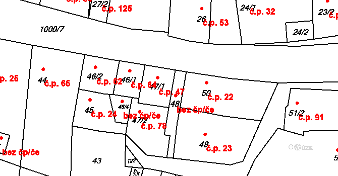 Měcholupy 64 na parcele st. 46/1 v KÚ Měcholupy u Žatce, Katastrální mapa