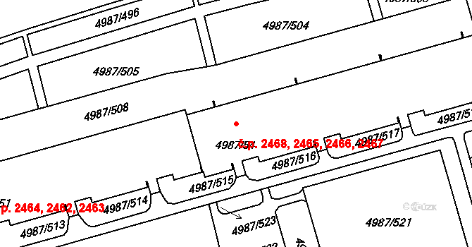 Louny 2465,2466,2467,2468 na parcele st. 4987/54 v KÚ Louny, Katastrální mapa