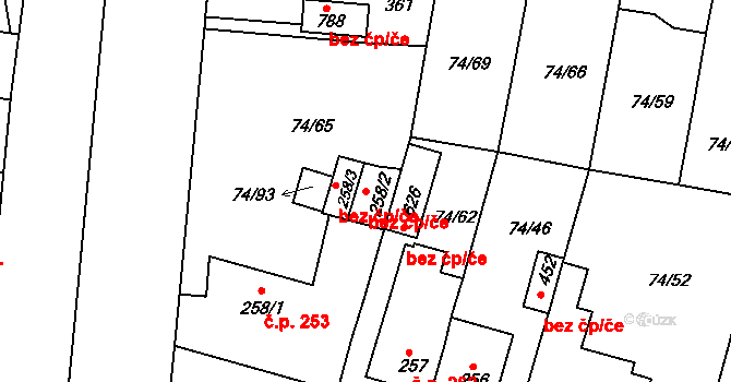 Lysá nad Labem 95641971 na parcele st. 258/2 v KÚ Litol, Katastrální mapa