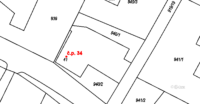 Bolina 34, Vlašim na parcele st. 41 v KÚ Bolina, Katastrální mapa
