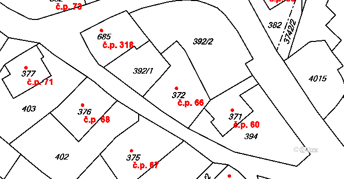 Cvikov II 66, Cvikov na parcele st. 372 v KÚ Cvikov, Katastrální mapa
