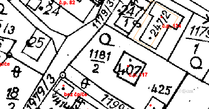 Vyskeř 117 na parcele st. 407 v KÚ Vyskeř, Katastrální mapa