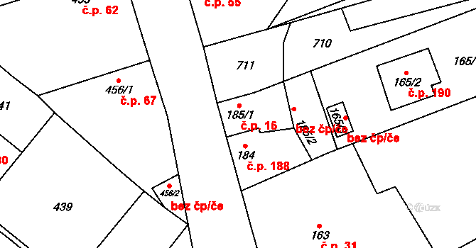 Třebestovice 188 na parcele st. 184 v KÚ Třebestovice, Katastrální mapa