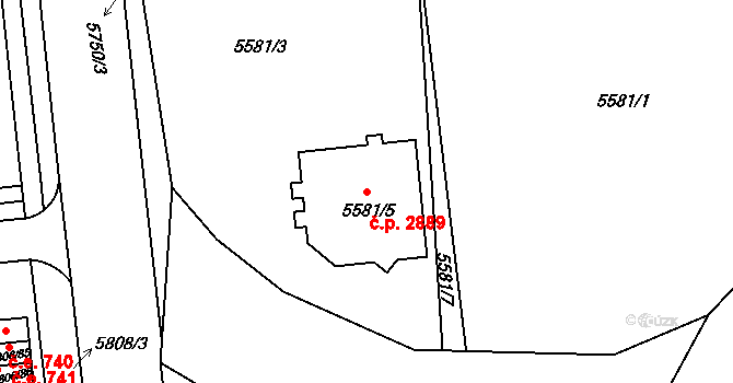 Tábor 2889 na parcele st. 5581/5 v KÚ Tábor, Katastrální mapa