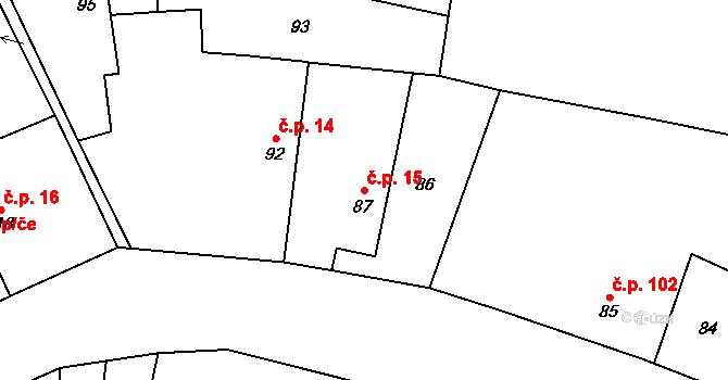 Kratonohy 15 na parcele st. 87 v KÚ Kratonohy, Katastrální mapa