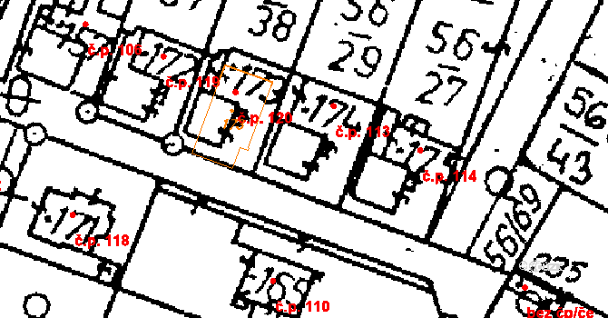 Krnsko 113 na parcele st. 174 v KÚ Krnsko, Katastrální mapa