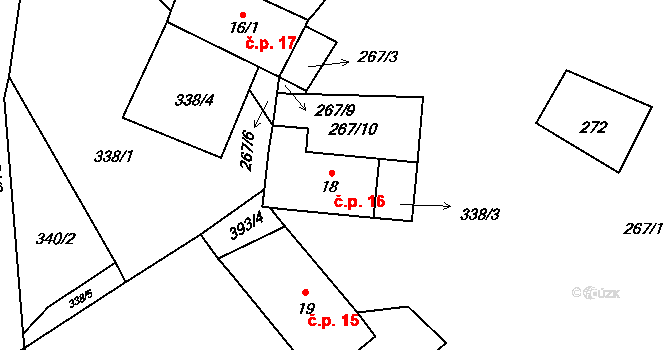 Kaproun 16, Kunžak na parcele st. 18 v KÚ Kaproun, Katastrální mapa