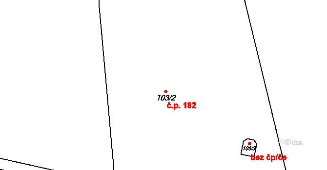 Černý Důl 182 na parcele st. 103/2 v KÚ Černý Důl, Katastrální mapa