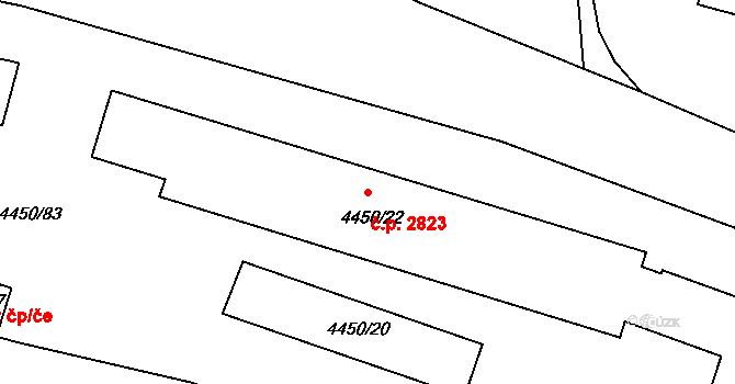 Žižkov 2823, Praha na parcele st. 4450/22 v KÚ Žižkov, Katastrální mapa