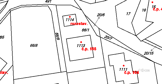 Masečín 165, Štěchovice na parcele st. 1113 v KÚ Masečín, Katastrální mapa