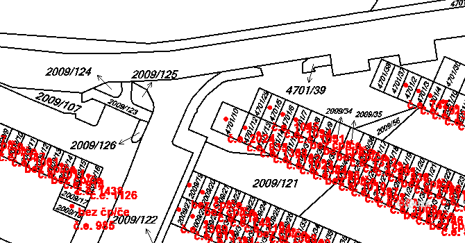 Chomutov 1123 na parcele st. 4701/11 v KÚ Chomutov I, Katastrální mapa