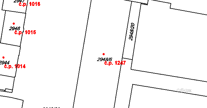České Budějovice 3 1247, České Budějovice na parcele st. 2948/6 v KÚ České Budějovice 3, Katastrální mapa