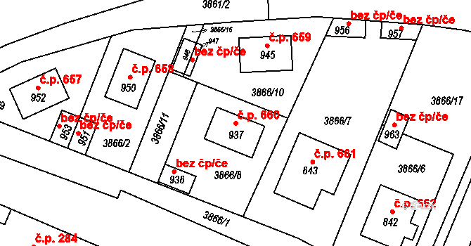Lenešice 660 na parcele st. 937 v KÚ Lenešice, Katastrální mapa