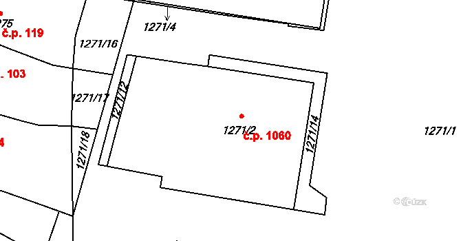 Řevnice 1060 na parcele st. 1271/2 v KÚ Řevnice, Katastrální mapa