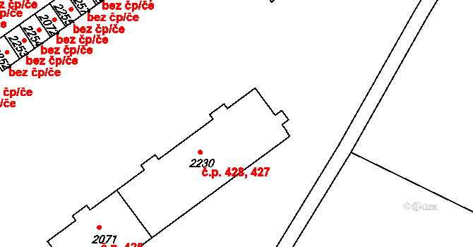 Břidličná 427,428 na parcele st. 2230 v KÚ Břidličná, Katastrální mapa
