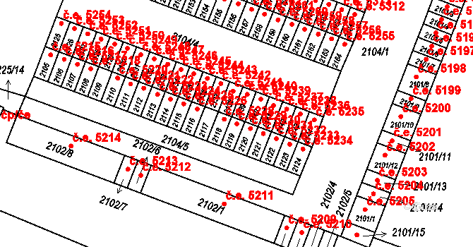 Kadaň 5229 na parcele st. 2119 v KÚ Kadaň, Katastrální mapa