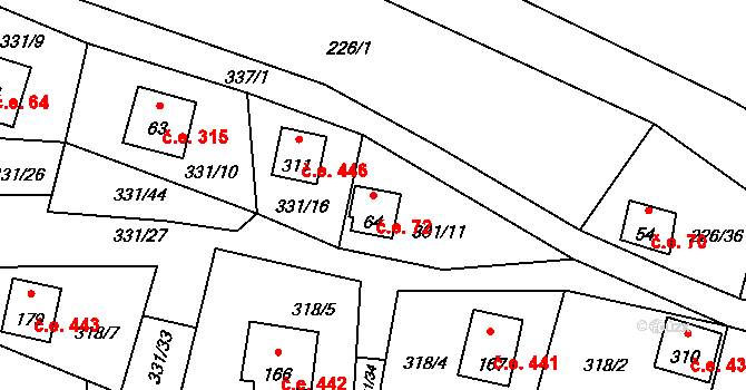 Butov 72, Stříbro na parcele st. 64 v KÚ Butov, Katastrální mapa