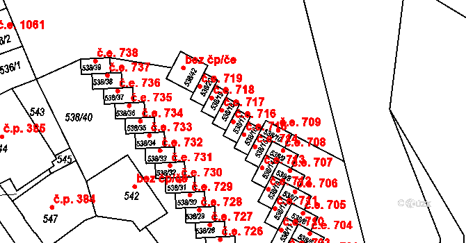 Děčín IV-Podmokly 716, Děčín na parcele st. 538/17 v KÚ Podmokly, Katastrální mapa