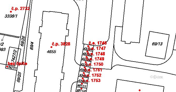 Zlín 1746 na parcele st. 4373/4 v KÚ Zlín, Katastrální mapa