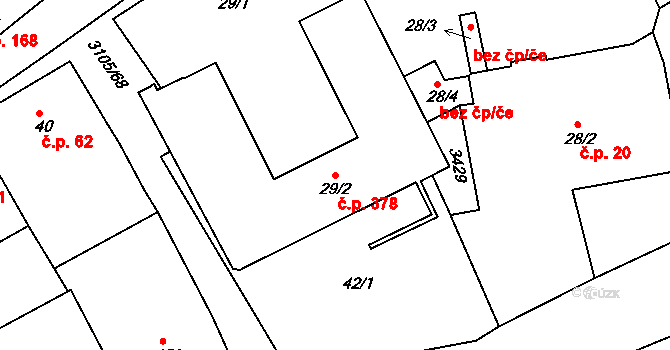 Sepekov 378 na parcele st. 29/2 v KÚ Sepekov, Katastrální mapa