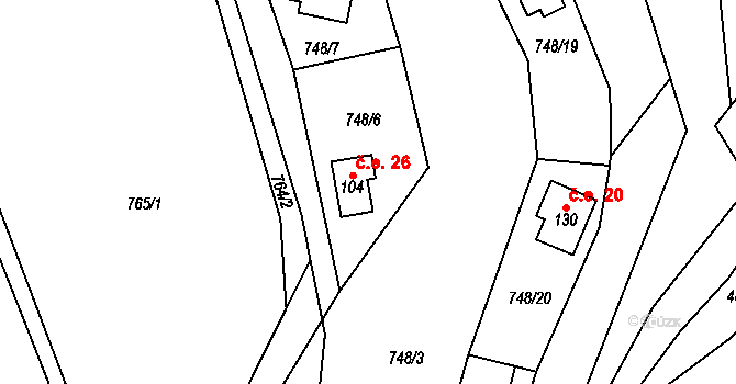 Remuta 26, Trpišovice, Katastrální mapa