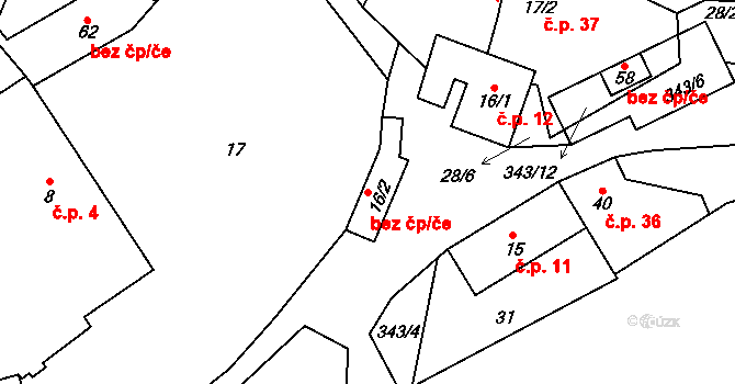 Lužce 40585972 na parcele st. 16/2 v KÚ Lužce, Katastrální mapa