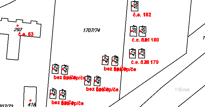 Křečovice 40695972 na parcele st. 427 v KÚ Živohošť, Katastrální mapa