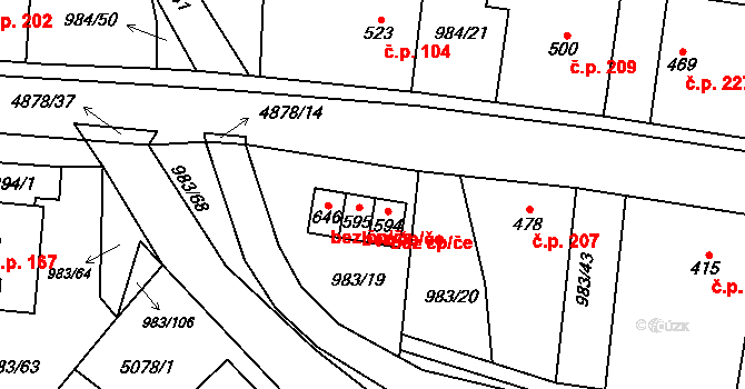 Újezd 41233972 na parcele st. 594 v KÚ Újezd u Valašských Klobouk, Katastrální mapa