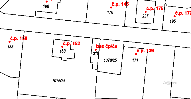 Sedlec-Prčice 41476972 na parcele st. 316 v KÚ Prčice, Katastrální mapa