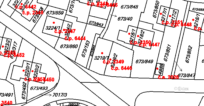 Zlín 2349 na parcele st. 3219/1 v KÚ Zlín, Katastrální mapa