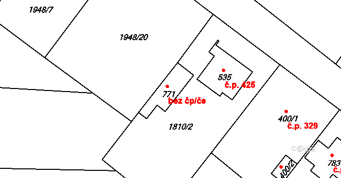 Křižanov 43426972 na parcele st. 771 v KÚ Křižanov, Katastrální mapa