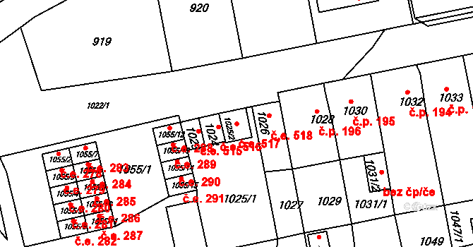 Klášterec nad Ohří 45069972 na parcele st. 1025/2 v KÚ Miřetice u Klášterce nad Ohří, Katastrální mapa