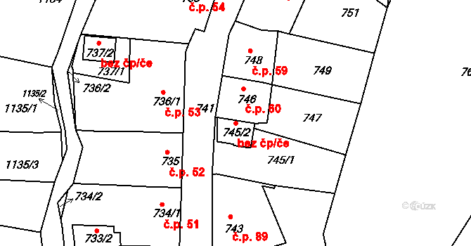 Klášterec nad Ohří 45081972 na parcele st. 745/2 v KÚ Miřetice u Klášterce nad Ohří, Katastrální mapa