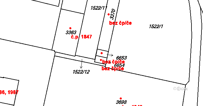 Písek 46192972 na parcele st. 6653 v KÚ Písek, Katastrální mapa