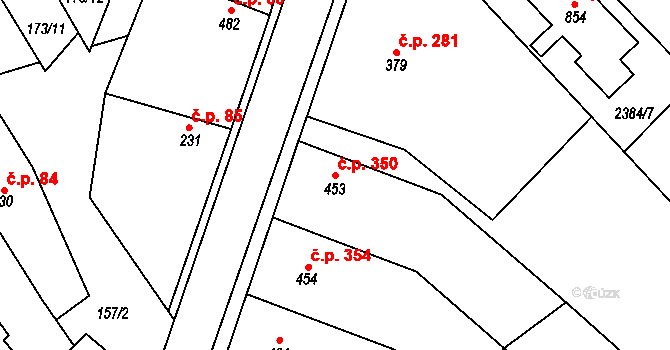 Březolupy 350 na parcele st. 453 v KÚ Březolupy, Katastrální mapa