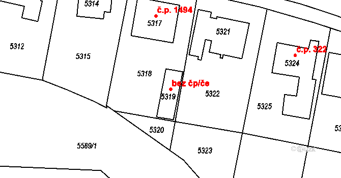 Žďár nad Sázavou 47216972 na parcele st. 5319 v KÚ Město Žďár, Katastrální mapa