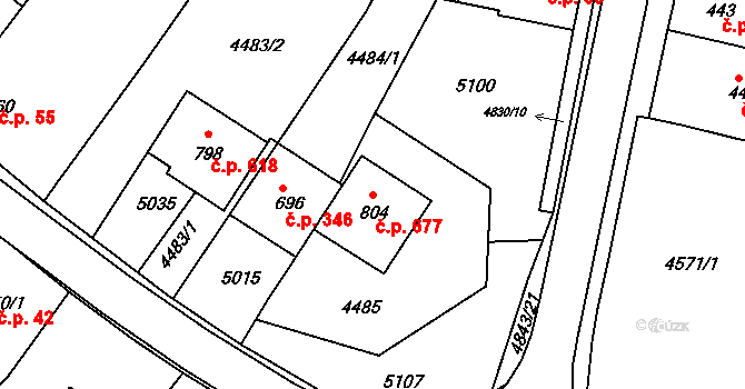 Boršice 677 na parcele st. 804 v KÚ Boršice u Buchlovic, Katastrální mapa