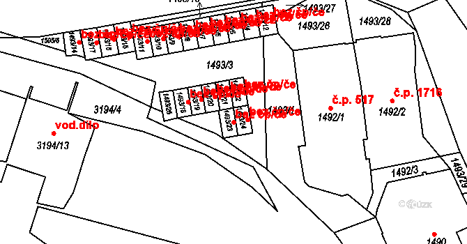 Rychnov nad Kněžnou 48628972 na parcele st. 1493/23 v KÚ Rychnov nad Kněžnou, Katastrální mapa