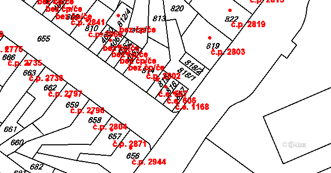 Chomutov 49554972 na parcele st. 816 v KÚ Chomutov II, Katastrální mapa