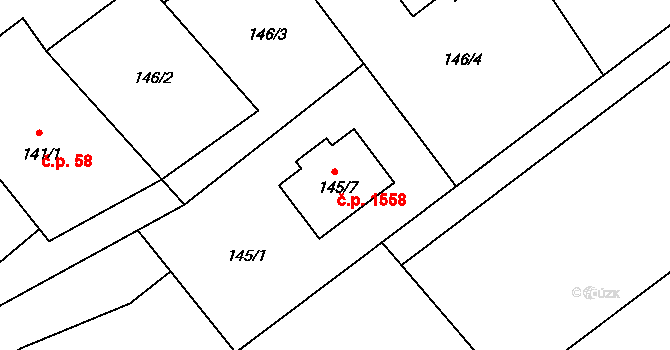 Ráj 1558, Karviná na parcele st. 145/7 v KÚ Ráj, Katastrální mapa