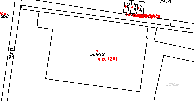 Chodov 1201 na parcele st. 258/12 v KÚ Dolní Chodov, Katastrální mapa