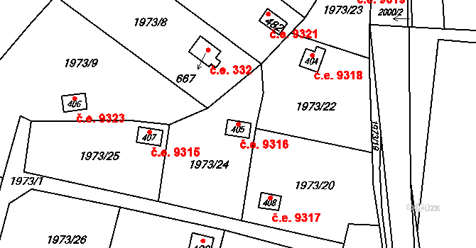 Dolní Libchavy 9316, Libchavy na parcele st. 405 v KÚ Dolní Libchavy, Katastrální mapa