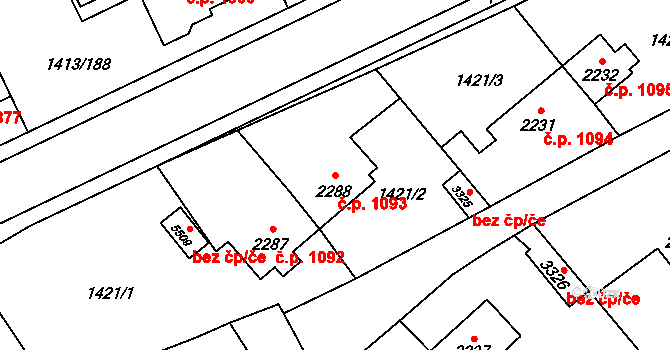 Beroun-Město 1093, Beroun na parcele st. 2288 v KÚ Beroun, Katastrální mapa