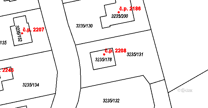 Tachov 2208 na parcele st. 3235/178 v KÚ Tachov, Katastrální mapa