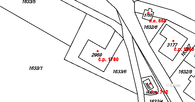 Náchod 1780 na parcele st. 2969 v KÚ Náchod, Katastrální mapa