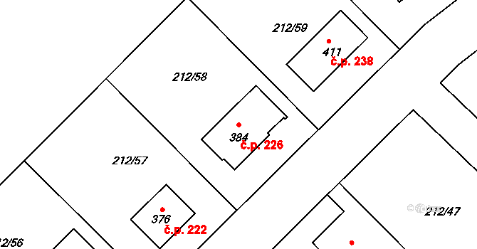 Vícov 226 na parcele st. 384 v KÚ Vícov, Katastrální mapa