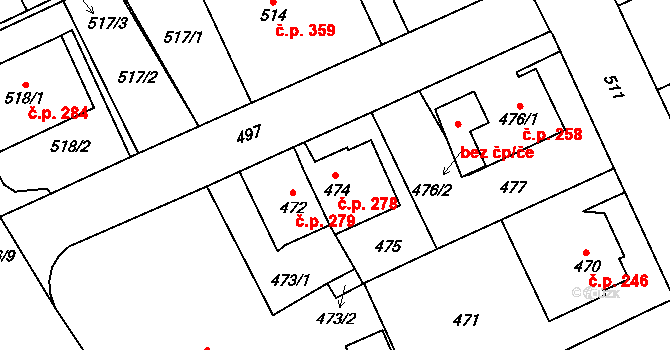 Vimperk II 278, Vimperk na parcele st. 474 v KÚ Vimperk, Katastrální mapa