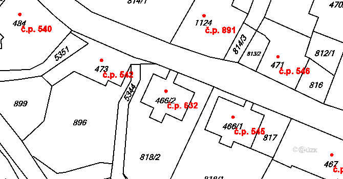 Mikulášovice 632 na parcele st. 466/2 v KÚ Mikulášovice, Katastrální mapa