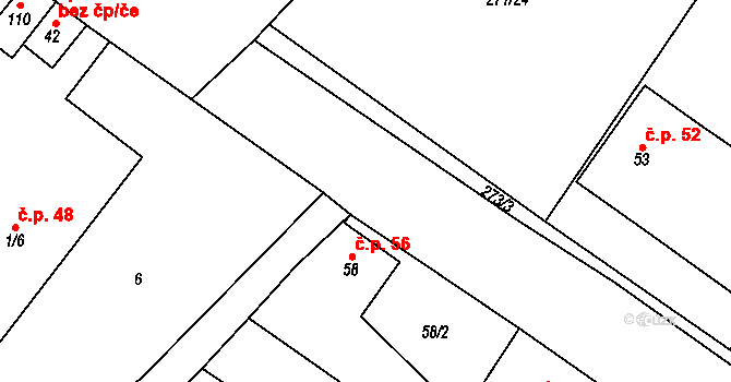 Chválkov 56, Mnich na parcele st. 58 v KÚ Chválkov u Kamenice nad Lipou, Katastrální mapa