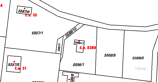 Jihlava 5389 na parcele st. 5588/11 v KÚ Jihlava, Katastrální mapa